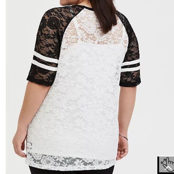 Torrid Black and White Lace Football T-shirt - Picture 2 of 9